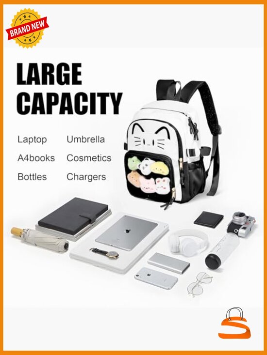 Kawaii Cat Ita Bag Display Backpack with Insert - Small Pin Purse for Daily main image 3
